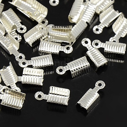 Silver Plated Brass Folding Crimp Ends for Necklaces Jewelry Findings X-EC056-S-1