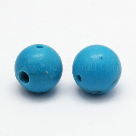 3-Hole Dyed Synthetic Turquoise Round Beads G-N0012-8mm-17B-1