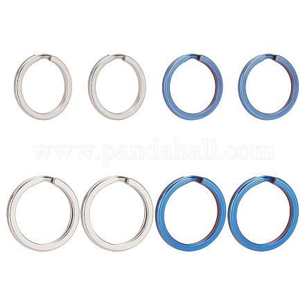 WADORN 8Pcs 4 Styles Titanium Alloy Split Key Rings FIND-WR0010-05A-1