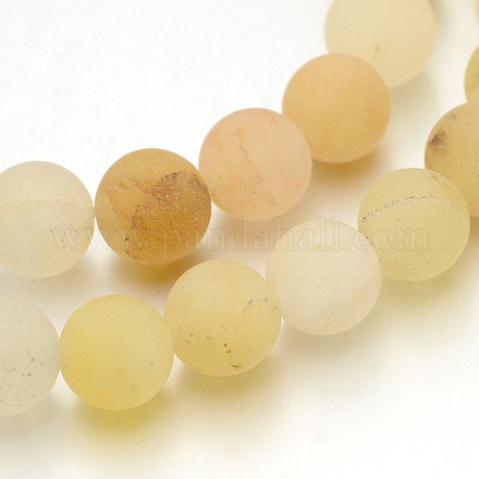 Frosted Round Natural Yellow Aventurine Bead Strands G-J338-06-8mm-1