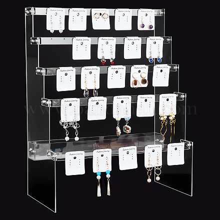 Set di supporti per display per orecchini in acrilico a forma di scale a 5 livello fai-da-te ODIS-WH0029-64B-1
