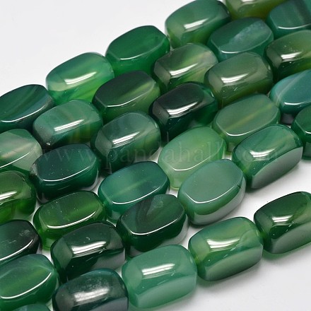 Cuboid Natural Green Onyx Agate Bead Strands G-M258-13-1