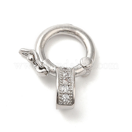Brass Micro Pave Clear Cubic Zirconia Twister Clasps KK-Q772-14P-1