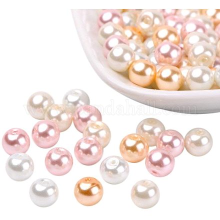 À peine mix rose perles perles de verre nacrées HY-PH0006-8mm-01-1