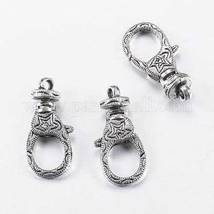 Tibetan Style Alloy Swivel Lobster Claw Clasps TIBE-T002-18AS-RS-1