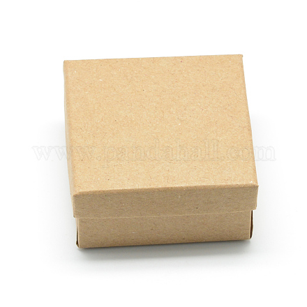 厚紙紙ジュエリーセットボックス  リングのために  ネックレス  中に黒いスポンジを入れて  正方形  淡い茶色  7x7x3.5cm CBOX-R036-08A-1