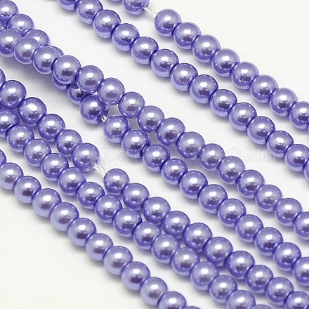 Umweltfreundliche runde Perlenstränge aus gefärbtem Glasperlen HY-A002-4mm-RB015-1