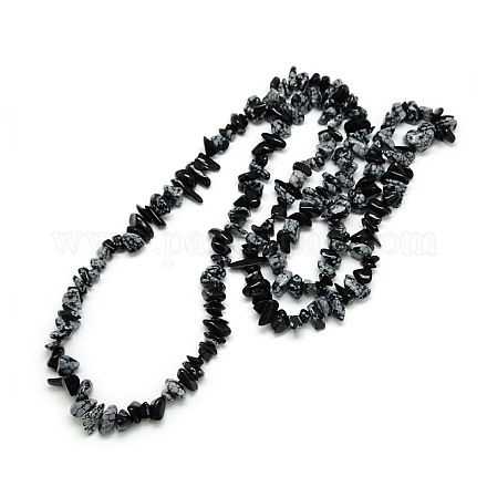 Classic Natural Snowflake Obsidian Beaded Necklaces NJEW-L064-21-1