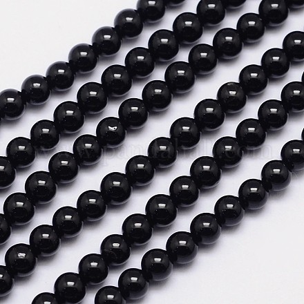 Natürliche schwarze Turmalin runde Perle Stränge G-I160-01-5mm-1