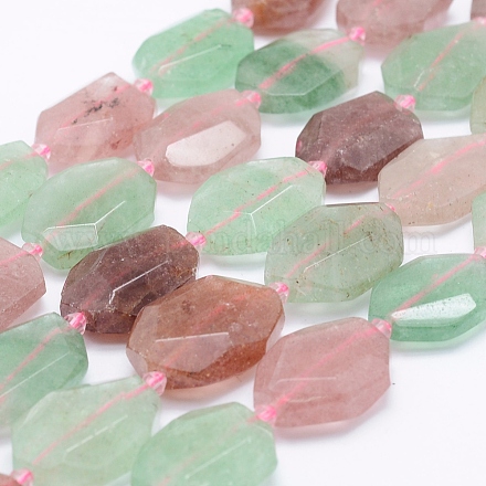 Chapelets de perles aux fraises en quartz naturel G-J373-24D-1