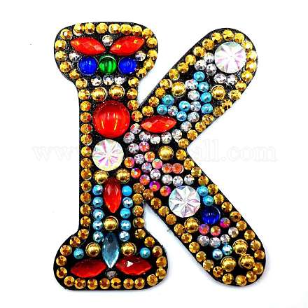 Kits de peinture de diamant de porte-clés de porte-clés de lettre initiale colorée de bricolage DIAM-PW0004-127K-1