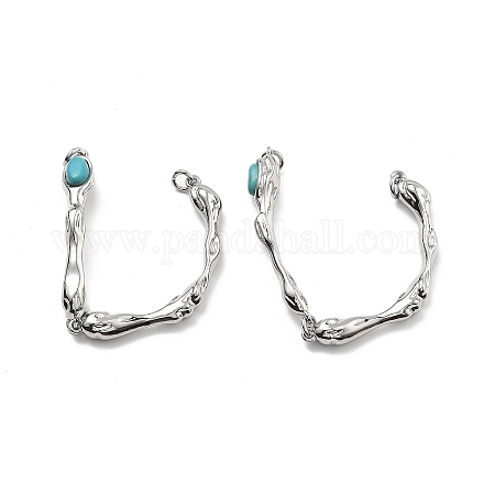 Застежки-тоггл из латуни и синтетической бирюзы KK-B129-19P-1