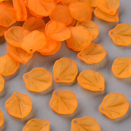 透明つや消しアクリルパーツ  花弁  オレンジ  16x14.5x3mm  穴：1.6mm MACR-S371-02A-724-1
