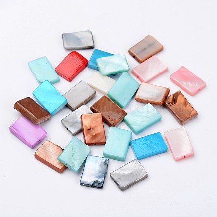 Dyed Rectangle Natural Shell beads SHEL-X0003-1