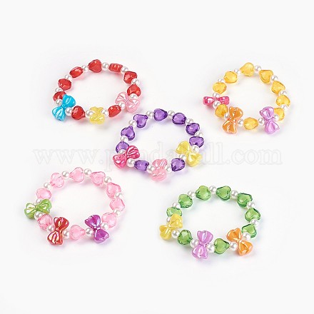 Acrylic Beads Kids Stretch Bracelets BJEW-JB03885-1