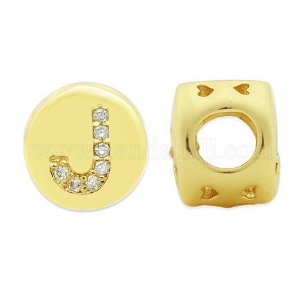 Brass Micro Pave Clear Cubic Zirconia Beads KK-T030-LA843-JX3-1
