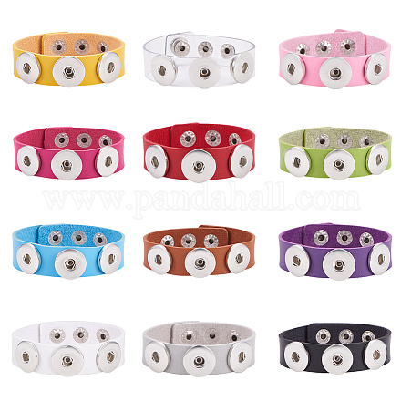 Pandahall 12pcs 12 Farben Snap Armband Kunstleder Armbänder verstellbarer Schmuck für Frauen Mädchen Schmuck Geschenk DIY BJEW-PH0004-06-1
