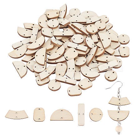 Olycraft 20 Sets 5 Sizes Undyed Wood Connector Charms WOOD-OC0002-93-1