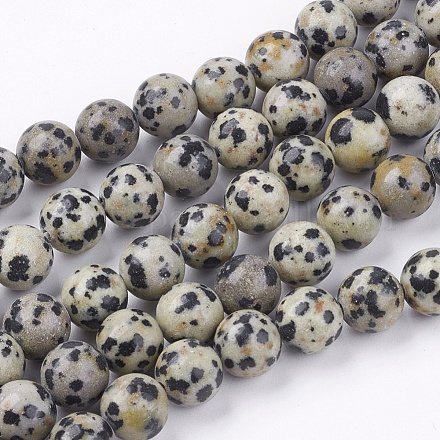 Dalmatien naturel jaspe brins pierre de perles X-G-R193-14-8mm-1