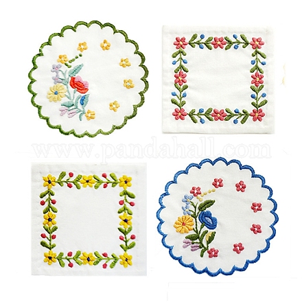 DIY Embroidery Cup Mat Sets DIY-I049-01D-1