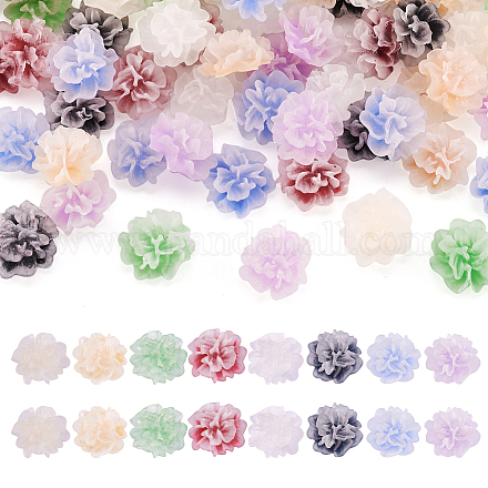 60 Stück 6 Farben gefrostete Harzblumen-Cabochons CRES-TA0001-27-1