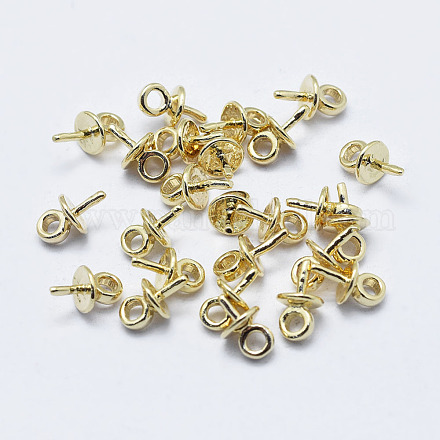 Ciondoli in ottone galvanizzato coppa perla peg bails pin KK-G331-02G-NF-1