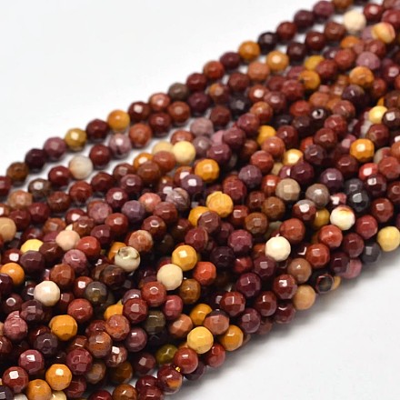 Faceted Natural Mookaite Round Bead Strands G-F266-16-4mm-1