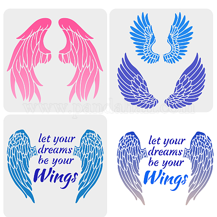 FINGERINSPIRE 3PCS Angel Wings Stencils 30x30cm Plastic Wings Stencil Template 4 Pairs of Wings Pattern Large Stencil DIY Wall Craft Stencils for Tiles Canvas Furniture Windows Decor DIY-WH0172-931-1