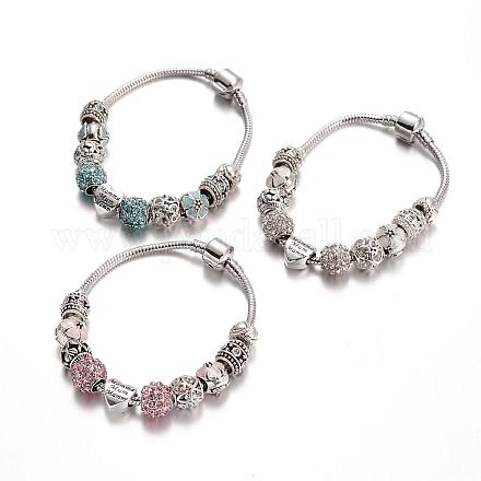 Bracelets en alliage avec perles européennes avec strass BJEW-L602-28-1
