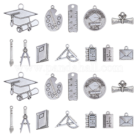 SUNNYCLUE 1 Box 72Pcs 12 Style Graduation Charms Bulk Grad Charm Teacher Student Ruler Compasses Back to School Charms for Jewelry Making Charms Grad Cap Decoration Earring Necklace Bracelet Supplies TIBE-SC0001-71-1