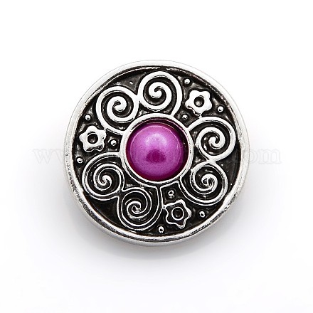 Flat Round Zinc Alloy Enamel Jewelry Snap Buttons SNAP-N010-87A-NR-1