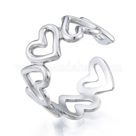 304 anillos de acero inoxidable con forma de corazón hueco. RJEW-N038-124P-1