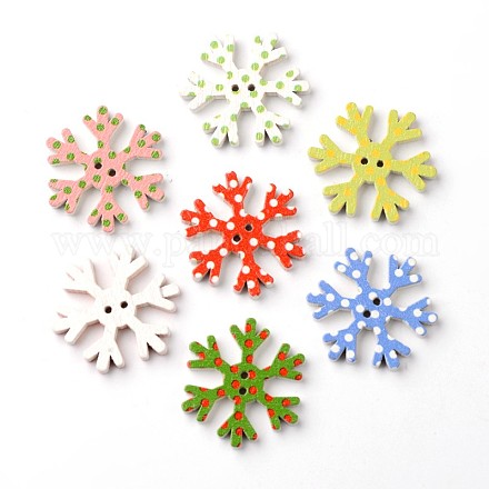 Snowflake 2-Hole Wooden Buttons BUTT-D049-13-1