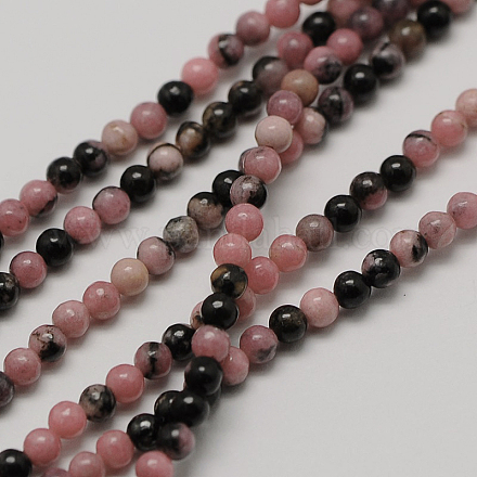 Natural Rhodonite Round Bead Strands G-A130-3mm-23-1