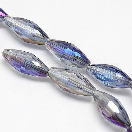 Electroplate Crystal Glass Rice Beads Strands EGLA-F044-B01-1