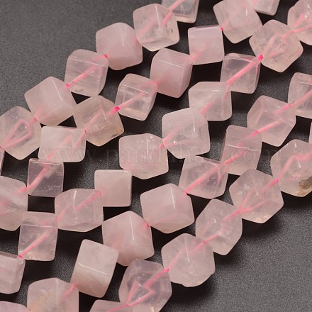 Cube Natural Rose Quartz Beads Strands G-L315-01-1