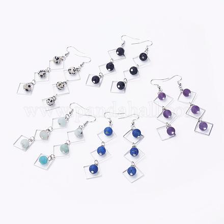 Natural Gemstone Bead Dangle Earrings EJEW-JE02435-1