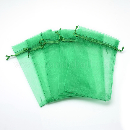 オーガンジーバッグ巾着袋  高密度  長方形  春の緑  9x7cm X-OP-T001-7x9-22-1