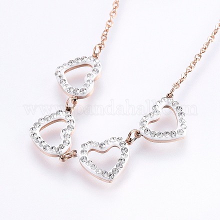 304 Stainless Steel Pendant Necklaces NJEW-H485-20RG-1