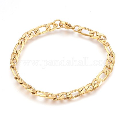 Placage ionique (ip) 304 bracelets en chaîne figaro en acier inoxydable BJEW-P235-03G-1