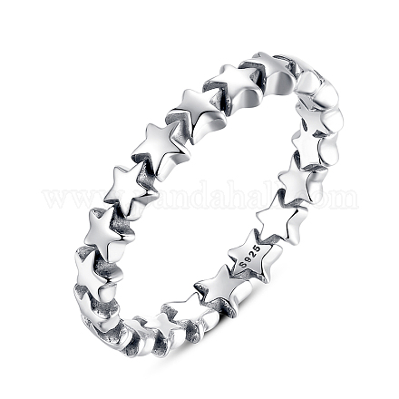 Stella placcata in rodio 925 anello da dito in argento sterling RJEW-FF0003-07-18mm-1