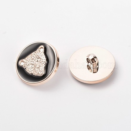 Flat Round with Leopard Head Resin Enamel Shank Buttons BUTT-N011-05A-1