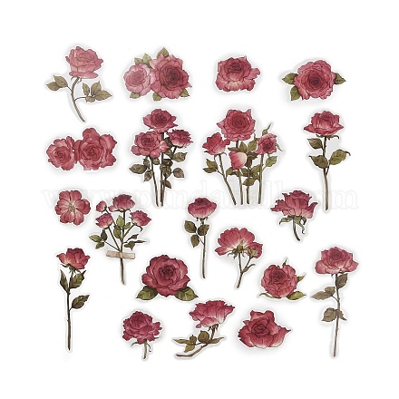 20 Stück 20 Stile Vintage Blume Haustier wasserdichte selbstklebende Aufkleber DIY-G108-01A-1