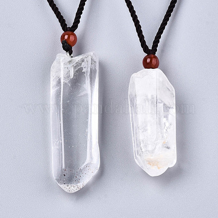 Colliers de pendentif en cristal de quartz naturel NJEW-S421-031-1