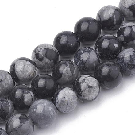 Synthetic Snowflake Obsidian Beads Strands G-R342-10mm-21-1