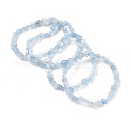 Bracelets extensibles de perles d'aigue-marine naturelles BJEW-K213-54-1