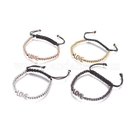 (Schmuckpartys im Fabrikverkauf) 304 verstellbare geflochtene Perlenarmbänder aus Edelstahl BJEW-L655-015-1