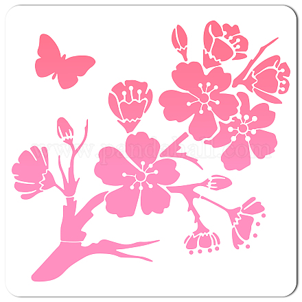 GORGECRAFT Large Flowers Stencils 12x12 Inch Reusable Floral Stencil Template Signs Decoration for Painting on Wood Wall Scrapbook Card Floor and Tile Drawing DIY-WH0244-054-1