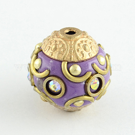 Round Handmade Grade A Rhinestone Indonesia Beads IPDL-S029-06-1