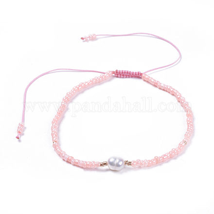 Bracciali di perline intrecciati con filo di nylon regolabile BJEW-JB04375-03-1